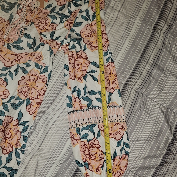 SunnySpirit Floral Boho Maxi Dress V-Neck Balloon Sleeve Tassel Size L - Picture 8 of 14